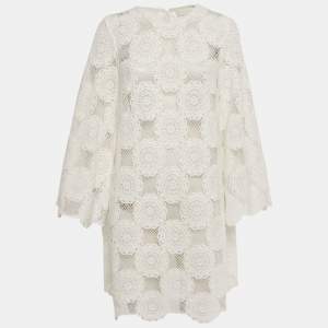 Pre Owned Zimmermann White Crochet Sheer Mini Dress L