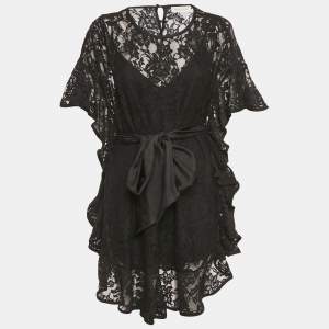 Pre Owned Zimmermann Black Lace Frill Tunic L