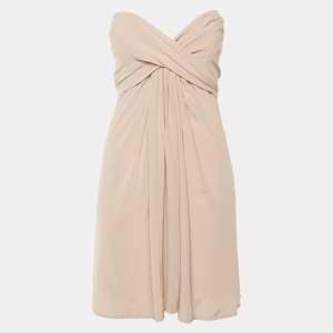 Pre Owned Zimmermann Peach Silk Strapless Mini Dress M
