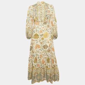Pre Owned Zimmermann Green Printed Linen Maxi Dress M