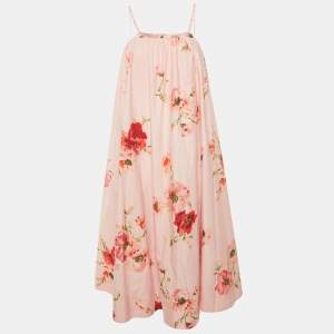 مملوكة مسبقًا Zimmermann Pink Floral Print Cotton Midi Dress M