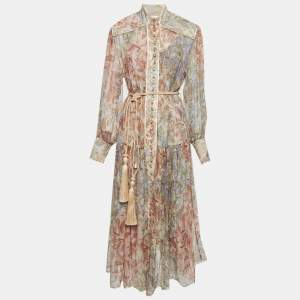 Pre Owned Zimmermann Multicolour Paisley Print Chiffon Cira Tiered Dress M