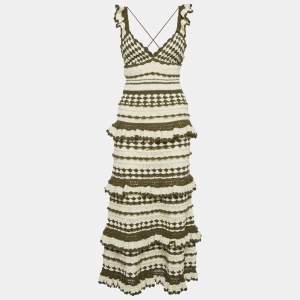 مملوكة مسبقًا فستان ميدي زيمرمان أوليف غرين/كريم كروشيه ديفي مزين بكشكش مقاس صغير (سمول)