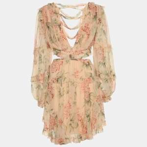 Pre Owned Zimmermann Multicolor Printed Silk Cut Out Midi Dress S