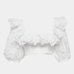 Pre Owned Zimmermann White Lace Lulu Poplin Crop Top S
