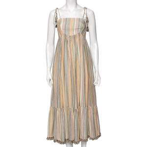 Pre Owned Zimmermann Multicolored Lurex Rainbow Striped Cotton Juniper Dress M