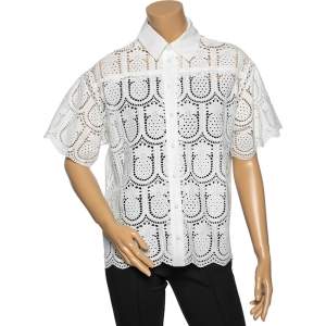 Pre Owned Zimmermann White Cotton Pineapple Perforated Top M