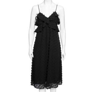 Pre Owned Zimmermann Black Polka Dot Appliqued Chiffon Sleeveless Dress S