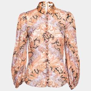 Pre Owned Zimmermann Multicolor Paisley Printed Ramie Voile Blouse S