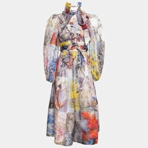Zimmermann Wild Botanica Multicolor Floral Print Linen & Silk Blouse and Skirt Set S&L