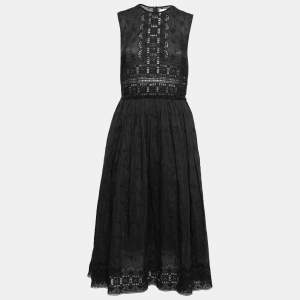 Pre Owned Zimmermann Black Lace Panel Eyelet Cotton Maxi Dress M