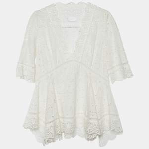 Zimmermann White Cutwork Lace Peplum Top S