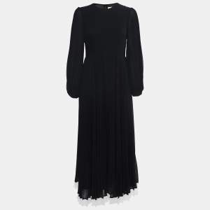 Zimmermann Black Crepe Pleated Maxi Dress M