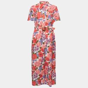 Zimmermann Multicolor Floral Printed Linen Belted Jumpsuit L
