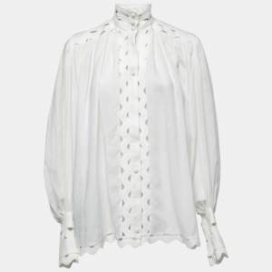 Zimmermann White Ramie Button Front Blouse S