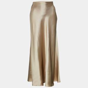 Zimmermann Gold Sateen Unbridled Valiant Maxi Skirt S