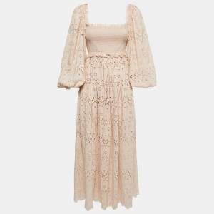 Zimmermann Pink Eyelet Cotton Maxi Dress M
