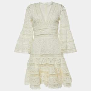 Zimmermann White Cutwork & Lace Lovehorn Mini Dress S