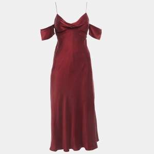 Zimmermann Maroon Brown Silk Cowl Neck Slip Dress M