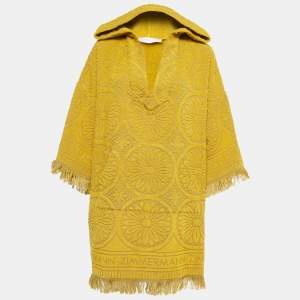 Pre Owned Zimmermann Yellow Jacquard Terry Junie Mini Dress XL