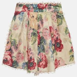 Zimmermann Multicolor Floral Print Linen Blend Shorts L