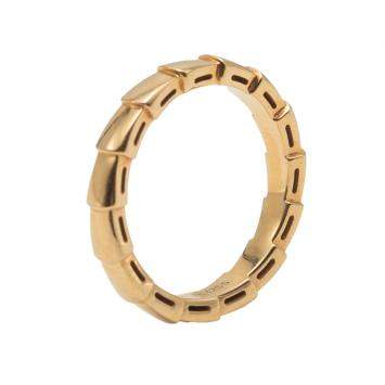 Pre Owned Bvlgari Serpenti Viper Rose Gold Wedding Band Ring Size 57