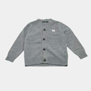 Pre Owned Acne Studios Kids Grey Applique Wool Cardigan 6/8 Y 