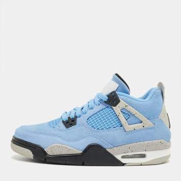 Pre Owned Air Jordans Blue Suede Jordan 4 Retro University Blue Sneakers Size 40
