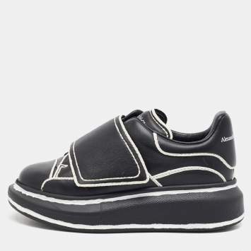 Pre Owned Alexander McQueen Oversized Size 27 Black Leather Low Top sneakers 