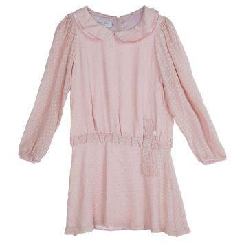 Pre Owned Baby Dior Pink Silk Dobby Long Sleeve Drop Waist Dress 10 Yrs