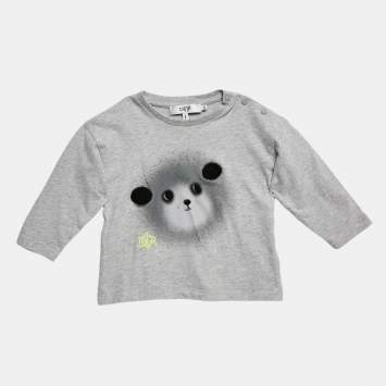 Pre Owned Baby Dior Grey Bear Print Cotton Long Sleeve T-Shirt 12 M