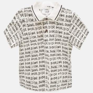Pre Owned Baby Dior White Logo Print Cotton Polo T-Shirt 12 M