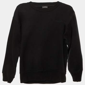 مملوكة مسبقًا Balenciaga Kids Black Logo Print Cotton Sweatshirt Size 6 Yrs
