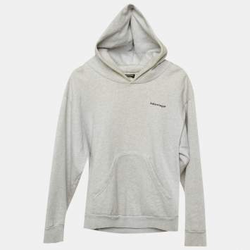Pre Owned Balenciaga Kids Grey Cotton Hooded Sweatshirt Size 10 Yrs