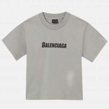 مملوكة مسبقًا Balenciaga Kids Grey Logo Print Cotton T-Shirt 8Yrs