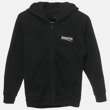 Pre Owned Balenciaga Kids Black Logo Embroidered Cotton Sweatshirt & Sweatpants Set 10 Y