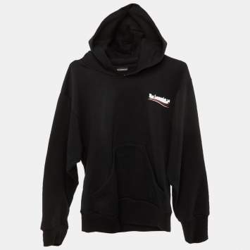 Pre Owned هودي بالنسياقا بطبعة شعار باللون الأسود قطني للأطفال (10 سنوات)