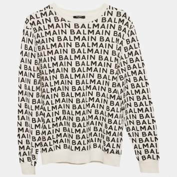 Balmain Kids White All-over Logo Cotton Sweatshirt 14 Yrs 