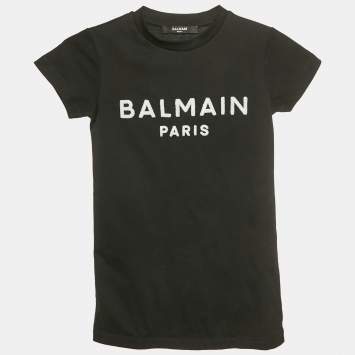 Pre Owned تي شيرت بالماين للأطفال أسود قطن مزين بالترتر والشعار 4 سنوات