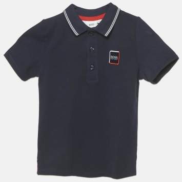 Pre Owned Boss By Hugo Boss Kids Navy Blue Cotton Pique Polo T-Shirt 3 Yrs