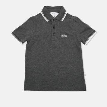 Pre Owned Boss By Hugo Boss Kids Grey Cotton Polo T-Shirt 5 Yrs