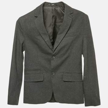 Boss By Hugo Boss Grey Striped Cotton Blend Blazer S/12 Yrs