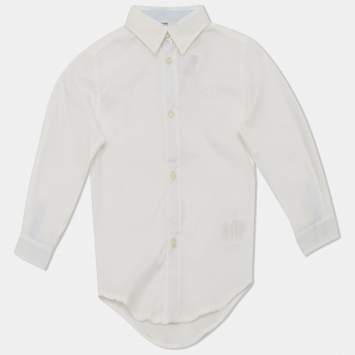 Pre Owned Boss By Hugo Kids White Logo Embroidered Cotton Shirt 4Yrs  