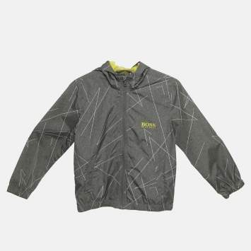 مملوكة مسبقًا سُترة رمادية مطبوعة بسحاب نايلون هوغو هوغو بوس 8 سنوات