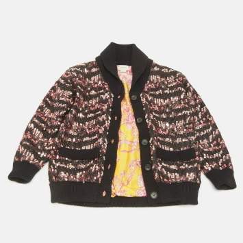 Pre Owned  Gucci Kids Black /Print Tiger Sequins Cardigan 8Yrs 