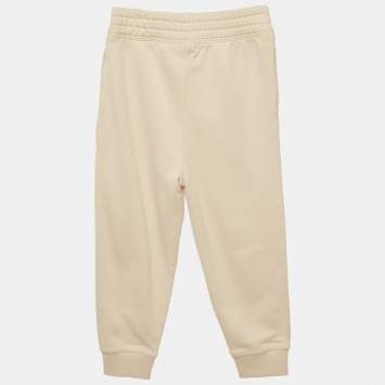Pre Owned Burberry Children Cream Logo Embroidered Cotton Jackson Joggers 8Yrs 
