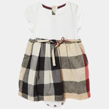 Pre Owned Burberry Children Beige Nova Check Cotton Dress 6M