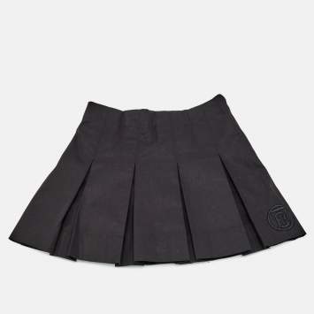 Pre Owned Burberry Kids Black Cotton Pleated Mini Skirt 4 Yrs