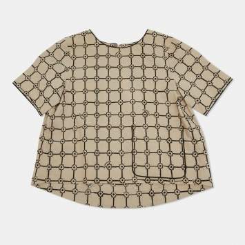 Pre Owned Burberry Children Beige Printed Cotton Top 10Yrs