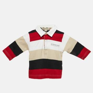 Pre Owned Burberry Kids Multicolor Striped Cotton Polo T-Shirt 6M